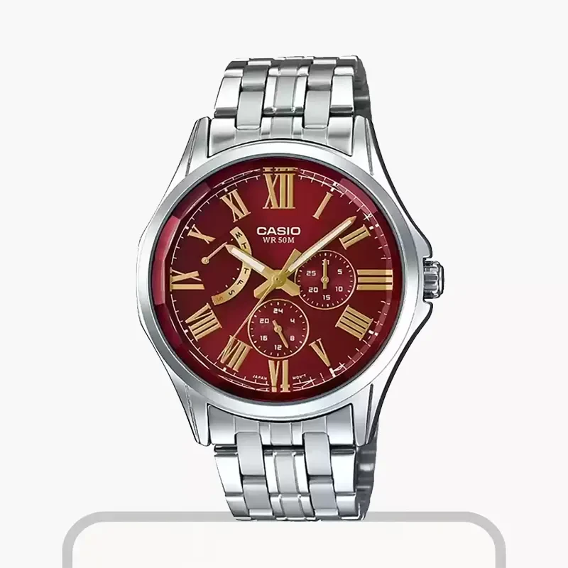 Casio Enticer Maroon Dial Chronograph Men's Watch | MTP-E311DY-4AV